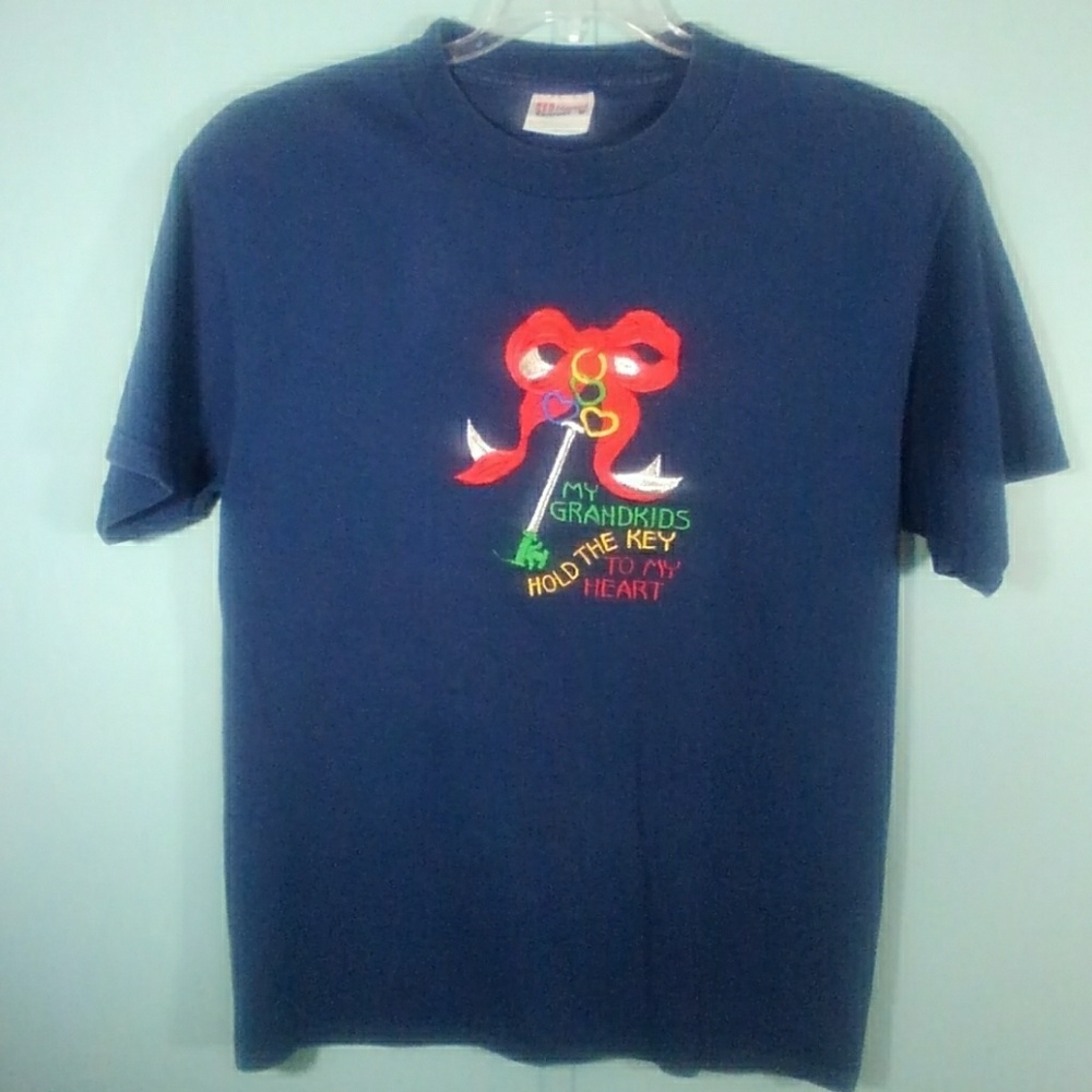 Hanes M Grandparent Blue medium Weight Tee-shirt